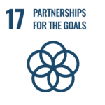 Das UNO Symbol für das 17. Sustainable Development Goal - Partnership for the Goals. Symbolisiert durch fünf miteinander verbundene Kreise, die sich in der Mitte treffen